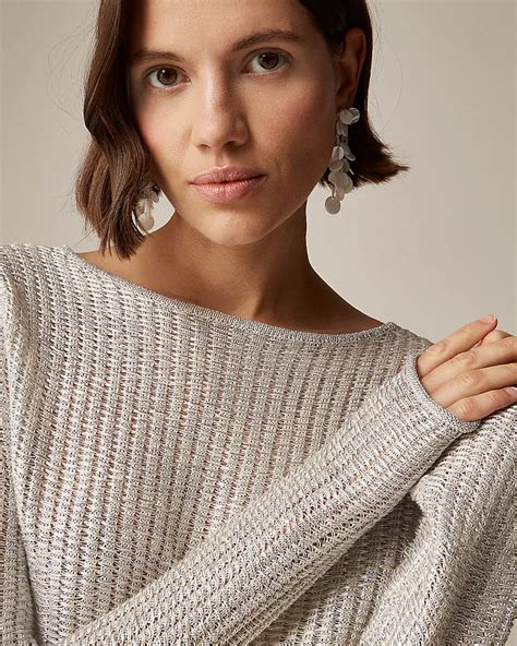 metallic open weave sweater